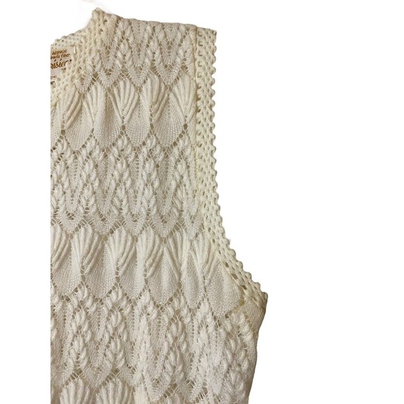 Vintage Pariseanne knitwear lace cream tank‎ top Sz M based on PTP 18" - Picture 5 of 8